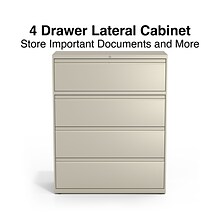 Quill Brand® Commercial 4 File Drawers Lateral File Cabinet, Locking, Putty/Beige, Letter/Legal, 42.