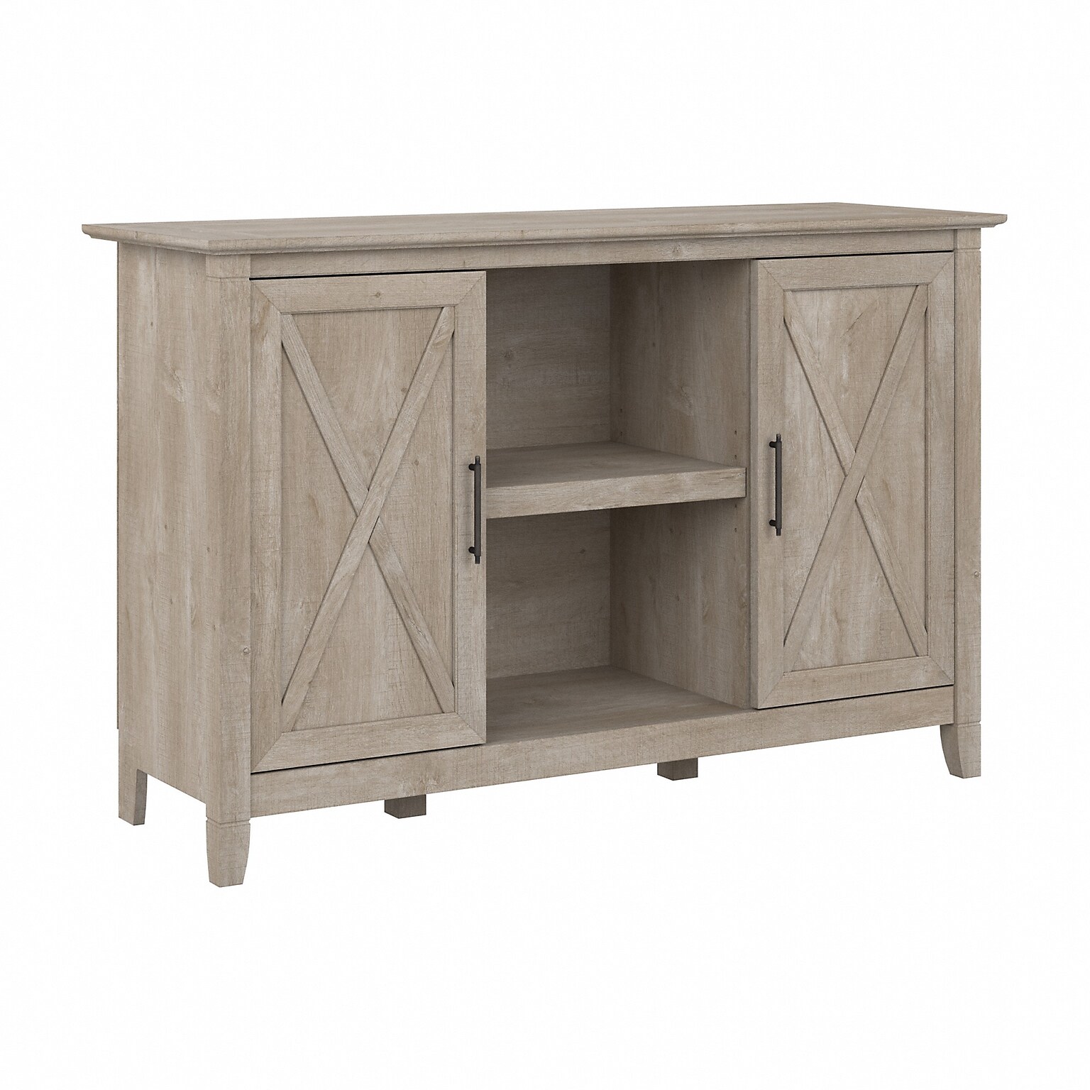 Bush Furniture Key West 30 Accent Cabinet with Doors and 4 Shelves, Washed Gray (KWS146WG-03)