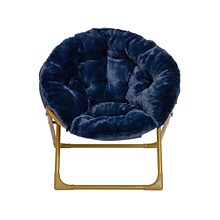 Flash Furniture Gwen Faux Fur Kids Folding Saucer Chair, Navy (FV-FMC-030-NV-SGD-GG)