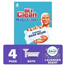 Mr. Clean Magic Eraser Bath White Scouring Pad, Lavender Scent, 4/Pack (51099)