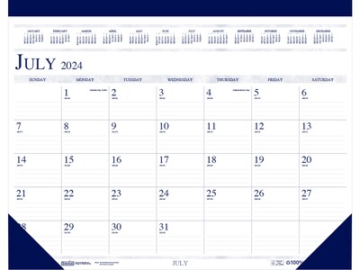 2024-2025 House of Doolittle 18.5 x 13 Academic Monthly Desk Pad Calendar, White/Blue (1556-25)