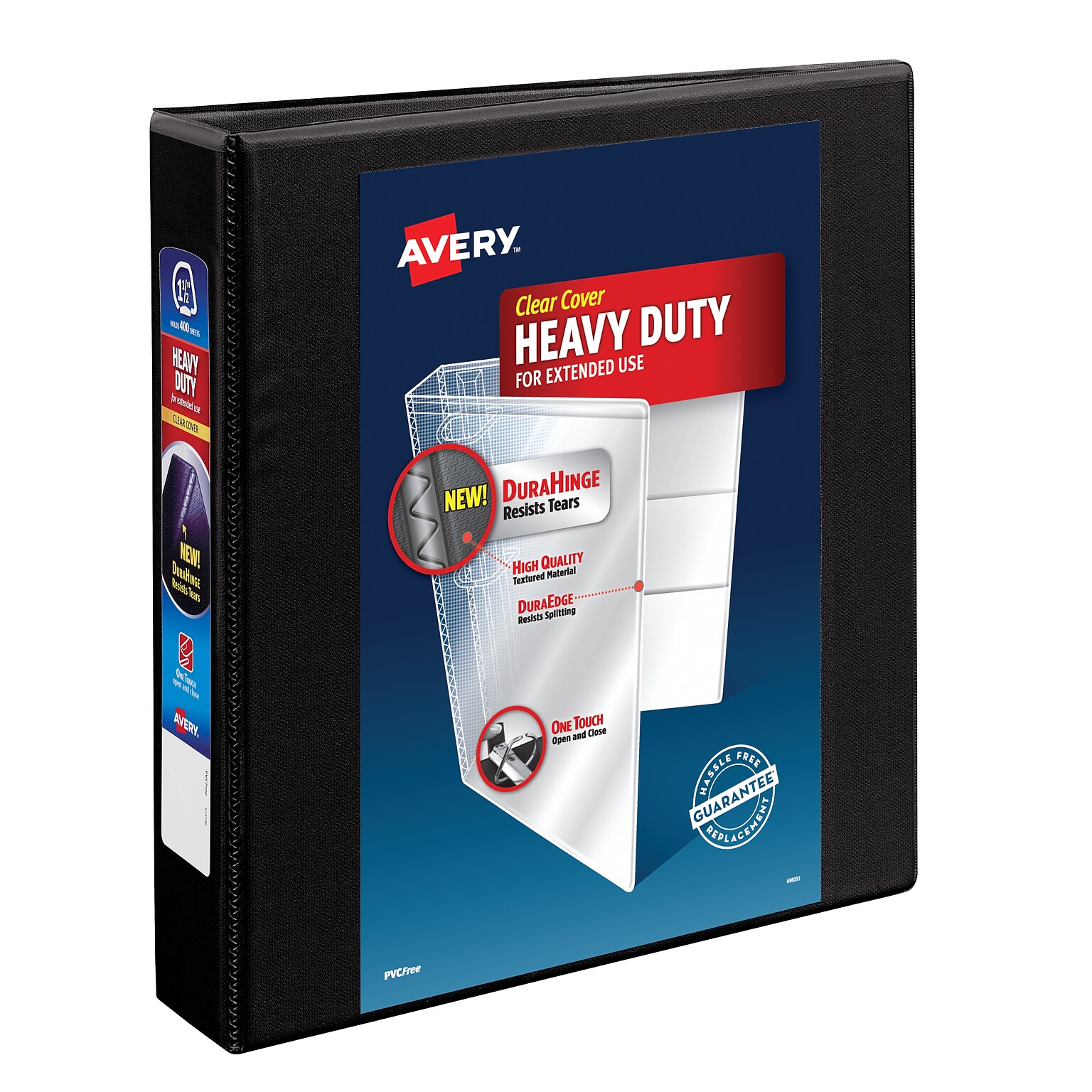 Avery Heavy Duty 1 1/2 3-Ring View Binders, One Touch EZD Ring, Black (79-695)