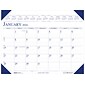 2024 House of Doolittle Executive 24" x 19" Monthly Desk Pad Calendar, White/Blue (180-24)