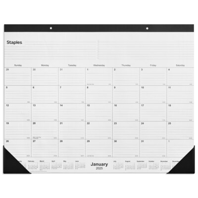 2025 Staples 22 x 17 Desk Pad Calendar, Black (ST12951-25)