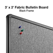 Staples Fabric Bulletin Board, Black Frame, 3 x 2 (ST61263)
