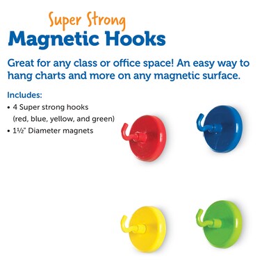 Learning Resources Super Strong Magnetic Hooks 1.5" in Diameter, 4 Pieces (LER2694)