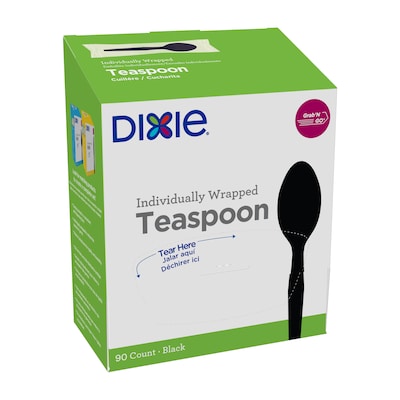 Dixie Grab N Go Individually Wrapped Medium-Weight Spoon, Dispenser Box, Black, 90/Pack (TM5W540)