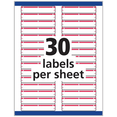 Avery TrueBlock Laser/Inkjet File Folder Labels, 2/3" x 3 7/16", Red, 1500 Labels Per Pack (5066)