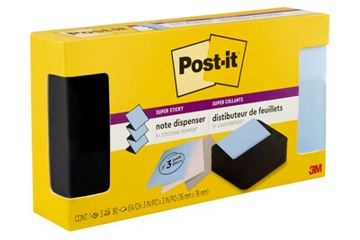 Post-it Pop-up Wave Design Dispenser with 3 x 3 Sticky Notes, Black (WAVE-330-BKVP)