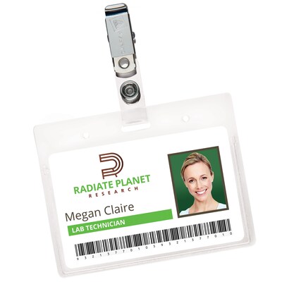 Avery Secure Top Heavy Duty Clip Style Name Badge Holders, 2 1/4" x 3 1/2", Clear Landscape Holders, 50/Box (2921)