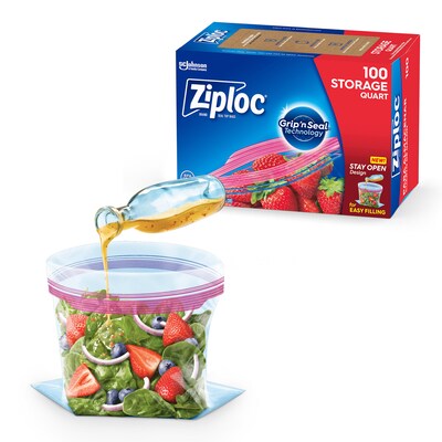 Ziploc Medium Storage Bags, 1 Qt., 100/Box (316962)