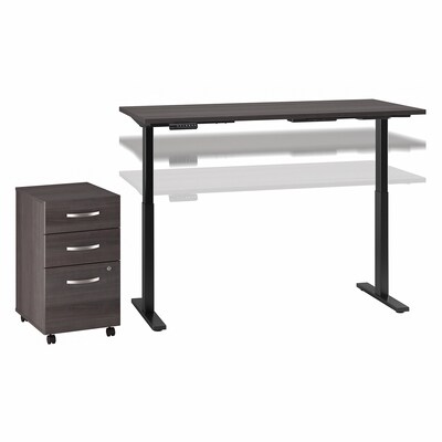 Bush Business Furniture Move 60 Series 60W Electric Adjustable Desk w/ Storage, Storm Gray/Black Po