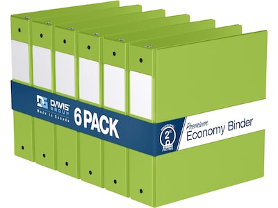 Davis Group Premium Economy 2 3-Ring Non-View Binders, Lime Green, 6/Pack (2313-24-06)