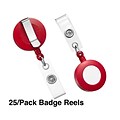 Staples Retractable Name Badge Holders, Plastic, Red, 25/Pack (51619)
