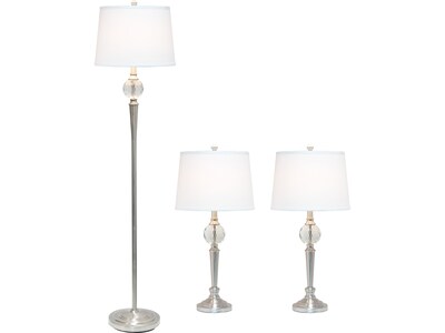 Lalia Home Classix 63/29 Brushed Nickel Three-Piece Floor/Table Lamp Set with Tapered Shades (LHS-