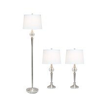 Lalia Home Classix 63/29 Brushed Nickel Three-Piece Floor/Table Lamp Set with Tapered Shades (LHS-