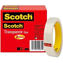 Scotch Transparent Tape Refill, 3/4 x 72 yds., 2 Rolls/Pack (600-2P34-72)