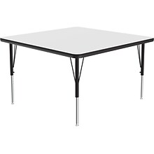 Correll Square Activity Table, 42 x 42, Height-Adjustable, Frosty White/Black (A4242DE-SQ-80)