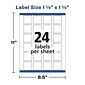 Avery Print-to-the-Edge Laser/Inkjet Labels, 1 1/2" x 1 1/2", White, 24 Labels/Sheet, 25 Sheets/Pack, 600 Labels/Pack (22805)