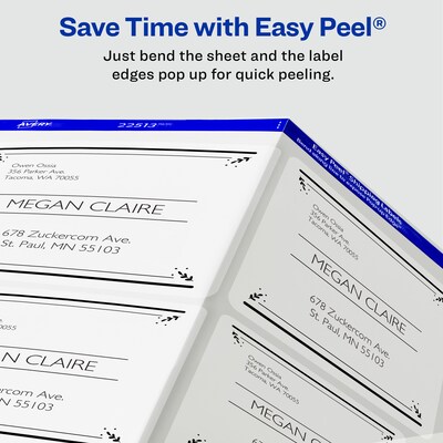 Avery Easy Peel Inkjet Shipping Labels, 2" x 4", Clear, 10 Labels/Sheet, 25 Sheets/Pack (8663)