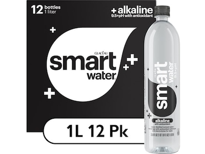 smartwater alkaline with antioxidant Water, 33.81 fl. oz., 12 Bottles/Pack (786162411167)
