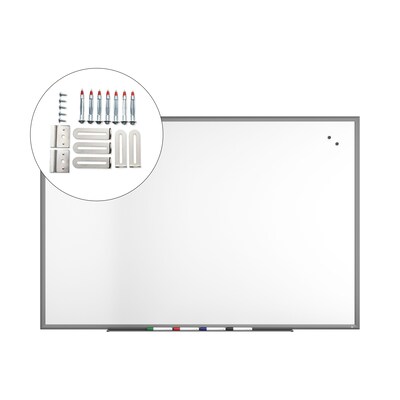 TRU RED™ Magnetic Porcelain Dry Erase Board, Gunmetal Frame, 6' x 4' (TR61187)
