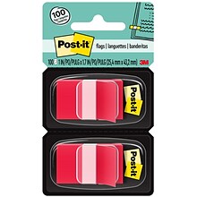 Post-it Flags, 1 Wide, Red, 100 Flags/Pack (680-RD2)