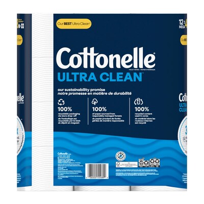 Cottonelle Ultra CleanCare 1-Ply Standard Toilet Paper, 312 Sheets/Roll, 12 Rolls/Case (47804)