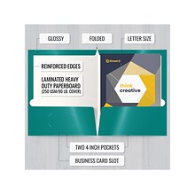 Better Office Glossy 2-Pocket Portfolio Folder, Teal, 25/Pack (80171-25PK)