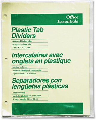 Office Essentials Insertable Paper Dividers, 5 Tabs, Clear (11466)