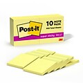 Post-it Super Sticky Notes, 3 x 3, Canary Collection, 90 Sheet/Pad, 10 Pads/Pack (654-10SSCY)