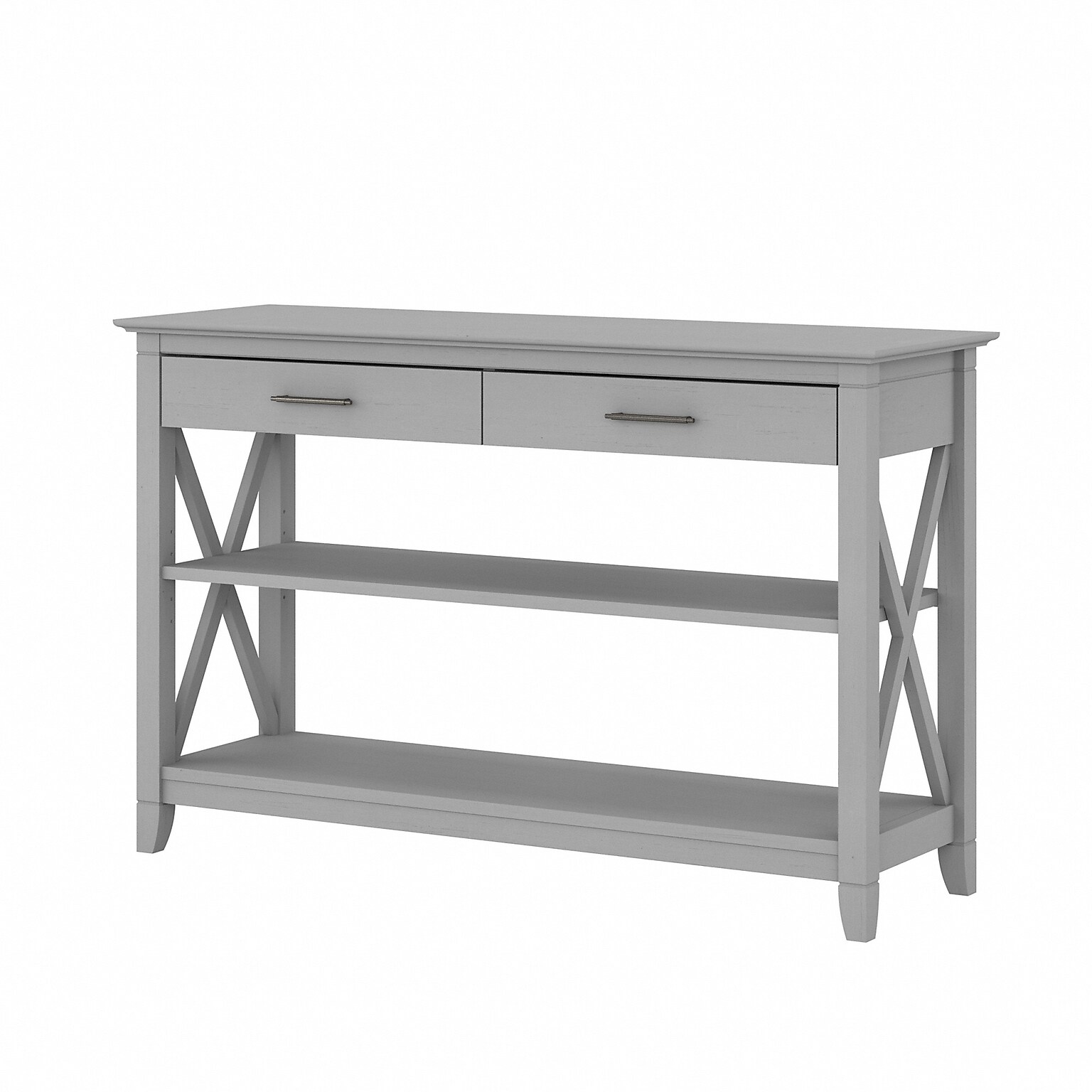 Bush Furniture Key West 47 x 16 Console Table with Drawers and Shelves, Cape Cod Gray (KWT248CG-03)