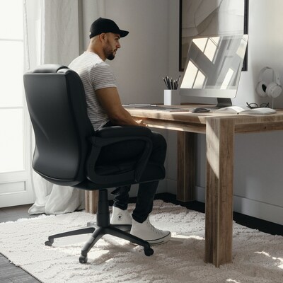 Flash Furniture Fundamentals Ergonomic LeatherSoft Swivel Big & Tall Office Chair, Black (CX1179HBK)