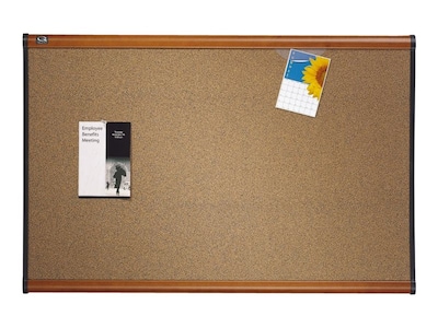 Quartet Prestige Cork Bulletin Board, Cherry Frame, 4 x 3 (B244LC)