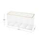 Martha Stewart Kerry 4-Compartment Plastic Pen Holder, Clear/Gold (BEPB7357GCGD)