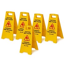 Alpine Industries Wet Floor Sign, 24H, Yellow, 5/Pack (499-5pk)