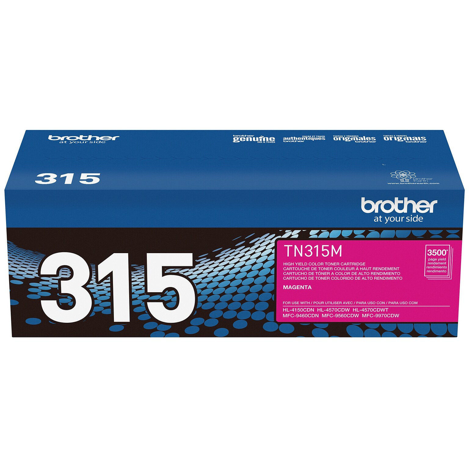 Brother TN-315 Magenta High Yield Toner Cartridge, Print Up to 3,500 Pages (TN315M)