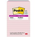 Post-it Recycled Super Sticky Notes, 4 x 6, Wanderlust Pastels Collection, Lined, 90 Sheet/Pad, 3 Pads/Pack (6603SSNRP)