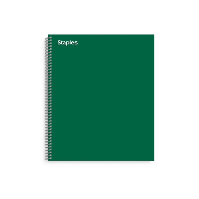 Staples® Premium 3-Subject Subject Notebooks, 8.5 x 11, College Ruled, 150 Sheets, Green (TR58362M