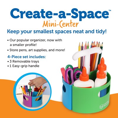 Learning Resources Create-a-Space 3-Compartment Plastic Storage, Assorted Colors (LER3810)