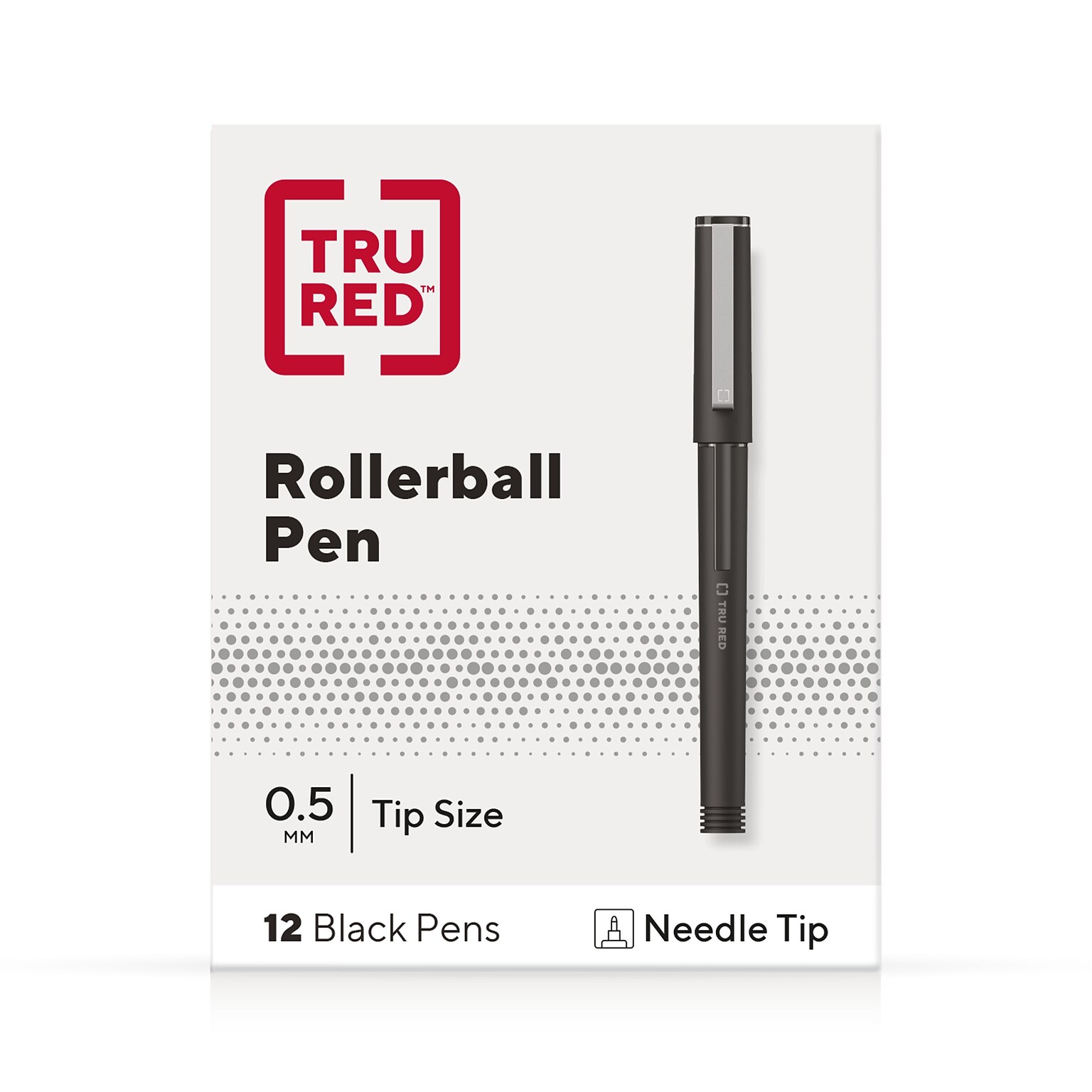 TRU RED™ Rollerball Pens, Fine Point, Black, Dozen/Pack (TR57324)