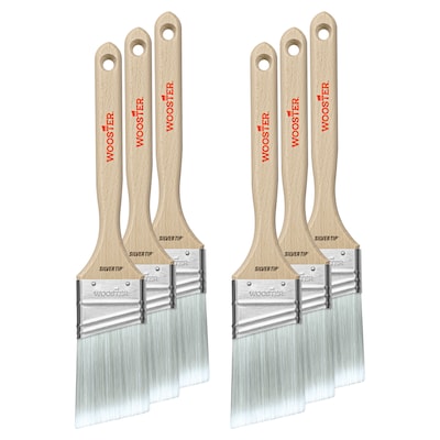 Wooster Brush Silver Tip 2 Polyester Angle Brush, 6/Box (0052210020)