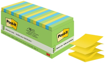 Post-it Pop Up Sticky Notes, 3 x 3 in., 18 Pads, 100 Sheets/Pad, The Original Post-it Note, Floral F