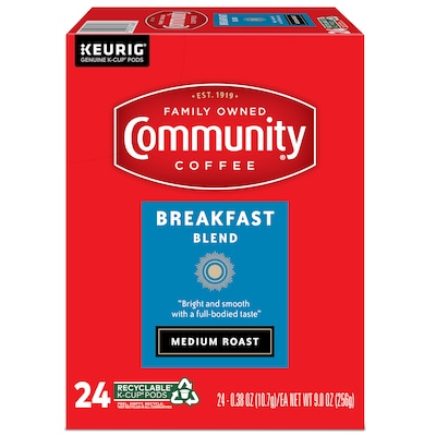 Community Coffee Breakfast Blend Coffee Keurig® K-Cup® Pods, Medium Roast, 24/Box (5000374324)