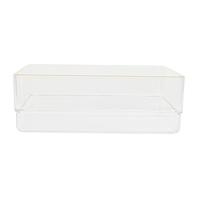 Martha Stewart Kerry Plastic Stackable Office Desk Drawer Organizer, Clear/Gold, 4/Set (BEPB9049G4CGD)