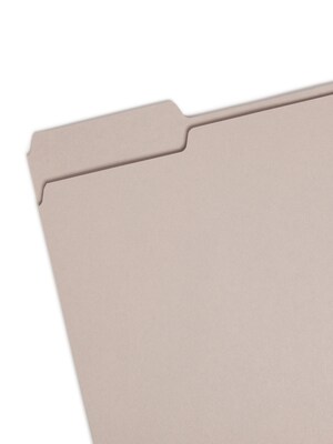 Smead File Folder, 3 Tab, Letter Size, Light Gray, 100/Box (12343)