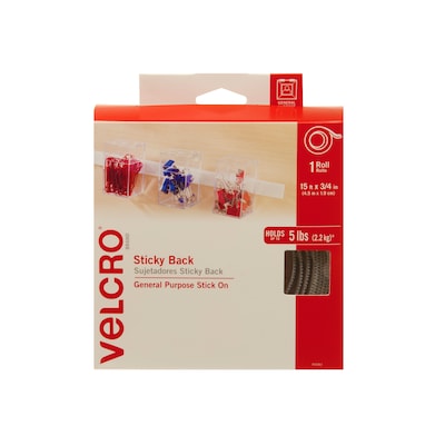 Velcro® Brand 3/4 x 15 Sticky Back Hook & Loop Fastener Roll, White (90082)