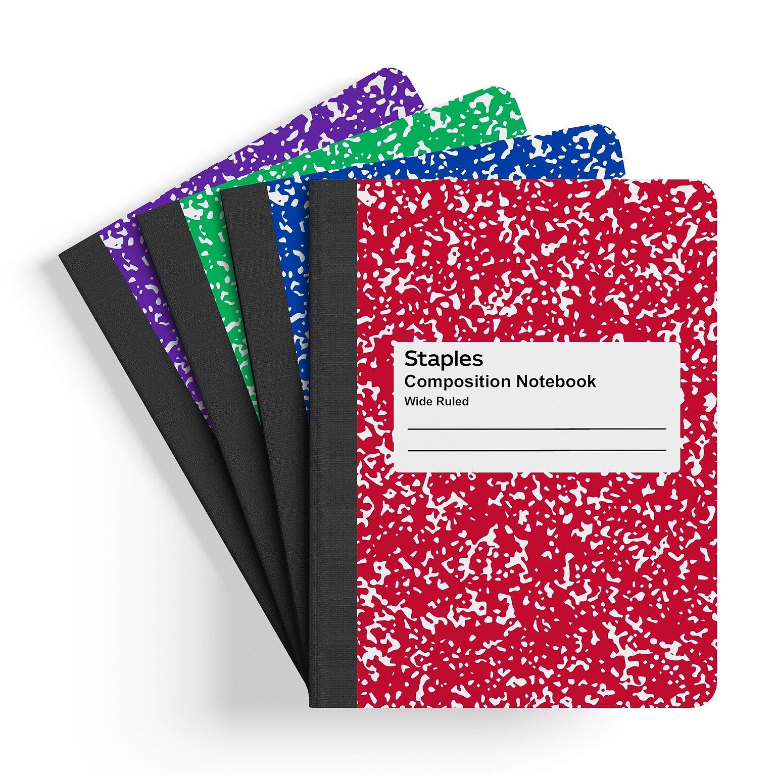 Staples® Composition Notebook, 7.5 x 9.75, Wide Ruled, 100 Sheets, Assorted Colors (ST55077)