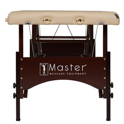 Master Massage 28" Argo Portable Massage Table in Cream with Walnut Legs (18075)