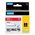 DYMO Rhino Industrial 1805422 Vinyl Label Maker Tape, 3/4 x 18, White on Red (1805422)